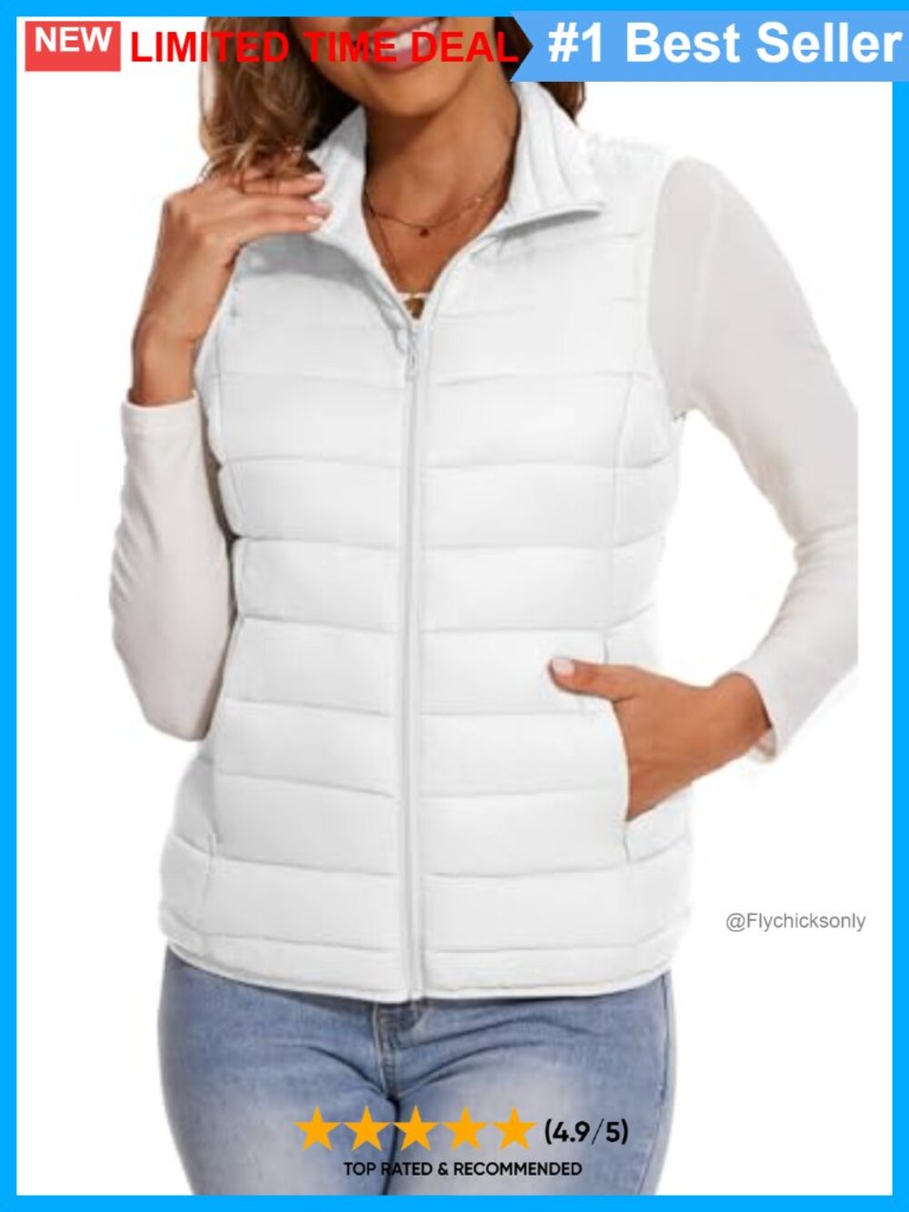 Lightweight Quilted Puffer Vest Sleeveless Padded Zip Outerwear